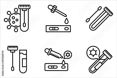 pcr test icon set. Linear style sign isolated on white background.