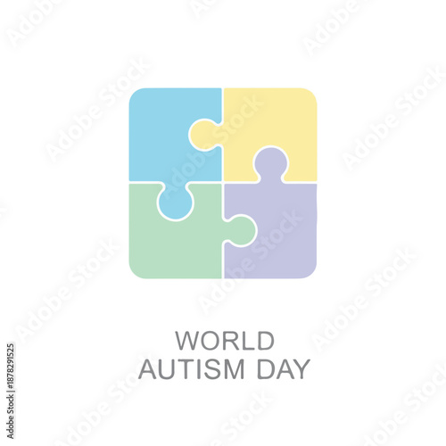 A puzzle piece graphic for World Autism Day with four colorful pieces