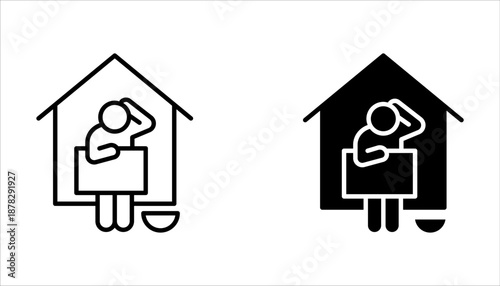 Homeless Shelter Help Icon set Isolated On White Background