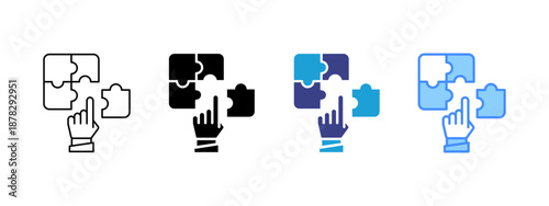 Puzzle icon set multiple style collection