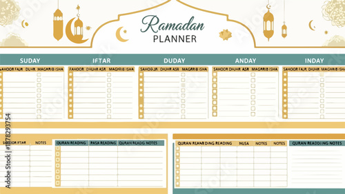 A ramadan planner with daily prayer and reading schedule