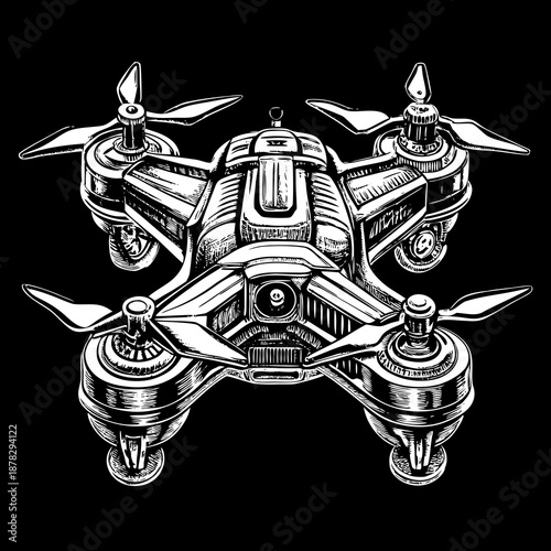 Illustrated quadcopter drone