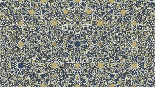 A seamless pattern of intricate gold and white designs