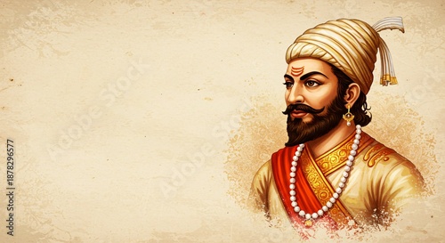 Chhatrapati Shivaji Maharaj Portrait – Maratha Warrior King History Art & Indian Culture Illustration