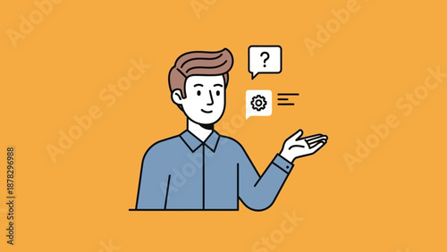 Man with Confused Expression and Question.