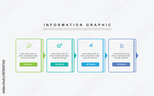 4 step line infographic design template. schedule concept with paper layout and icons. can be used for workflow illustration