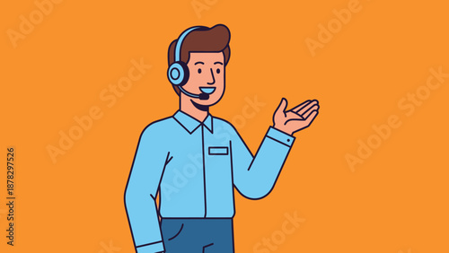 Man Wearing Headset and Smiling.