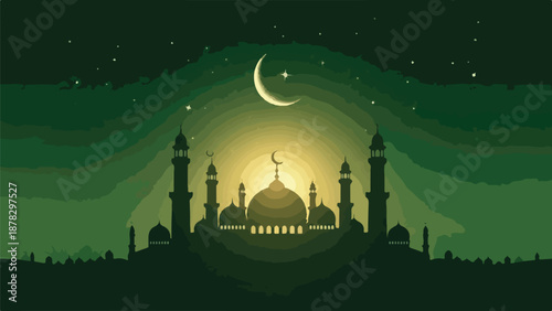 A serene mosque silhouette at dusk