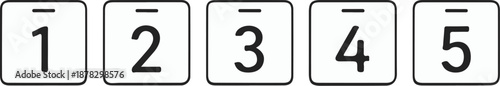A close-up view of numbered Interface Element buttons 1, 2, 3, 4, 5 in a row on a modern digital interface