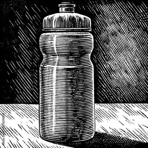 Clear plastic water bottle with striped pattern