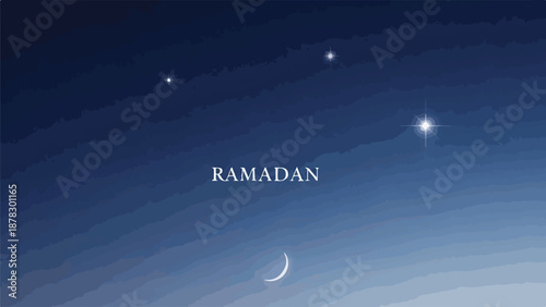 A serene night sky with a crescent moon and stars (2)