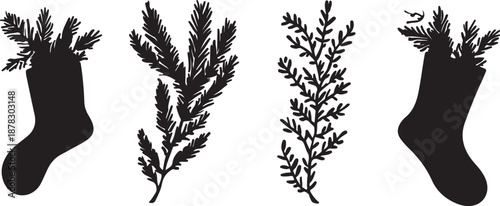 Vector silhouette of a man and a hand holding natural green cannabis leaves and hemp plants isolated on a white background