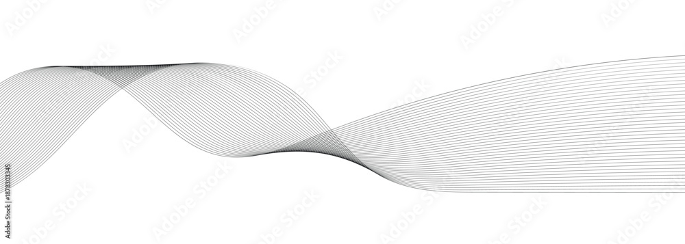 Fototapeta premium Vector illustration of curved, wavy lines created using blend tool. Ideal for 3D designs, minimalist textures, and creative projects.