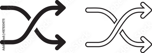 Silhouette of deer horns, or antlers isolated  on white background. Art vector illustration