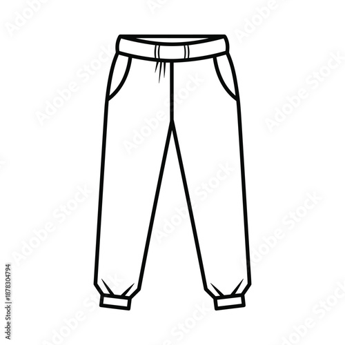 Black and white illustration of sweatpants