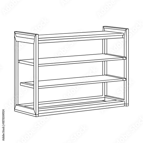 Empty white shelving unit with three shelves