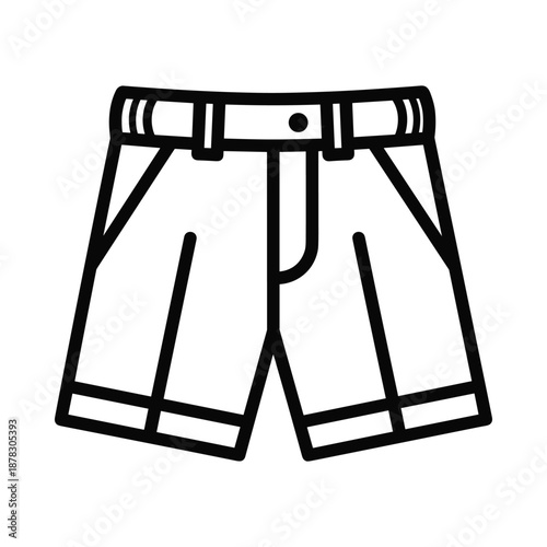 Black outline illustration of mens shorts