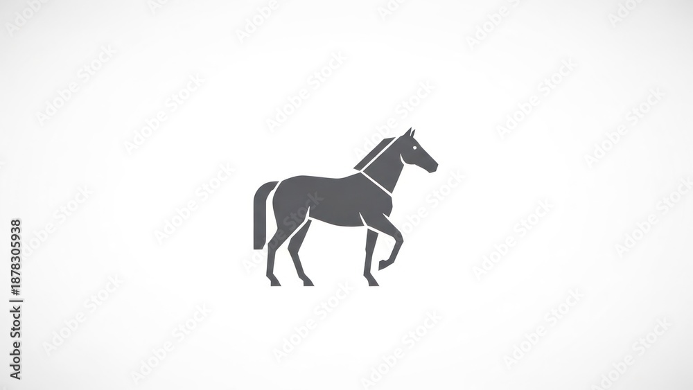 Fototapeta premium A black and white illustration of a horse running on a white background.