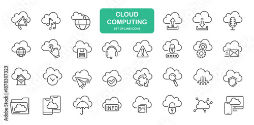 Cloud Computing Icons. Thin Line Symbol Elements Collection.