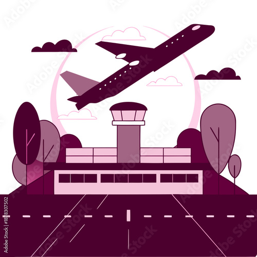 Airplane taking off from airport