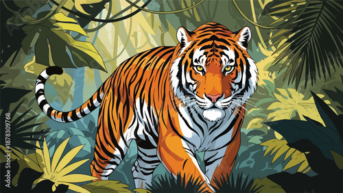 A tiger with orange and black stripes