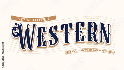 Western Vintage Editable Text Effect with Retro Ornament Style