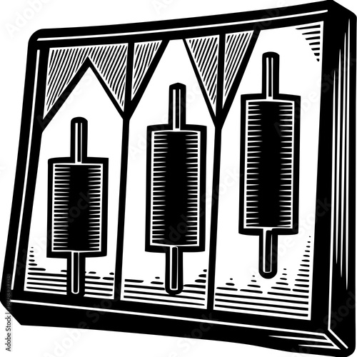 Three candlestick chart display