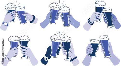 Diverse Hands Clinking Glasses of Beer in Celebration