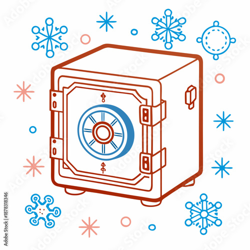 Secure digital safe with snowflakes