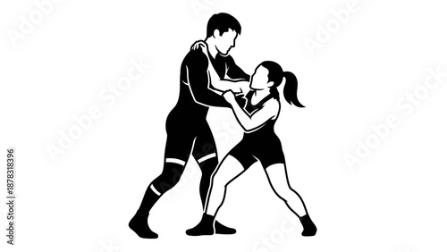 Dynamic wrestling vector illustration perfect for sports and fitness promotions, graphic design projects, and wrestling events marketing materials.