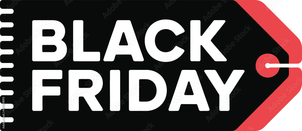 Fototapeta premium Black Friday Sale Tag with Bold White Text on Black Background
