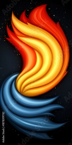 Abstract Fire and Water Swirl