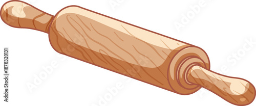 Wooden Rolling Pin Vector Illustration for Baking and Pastry Preparation