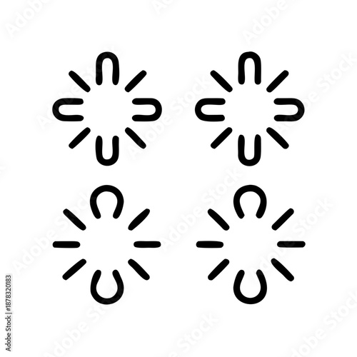 Set of four sunburst icons
