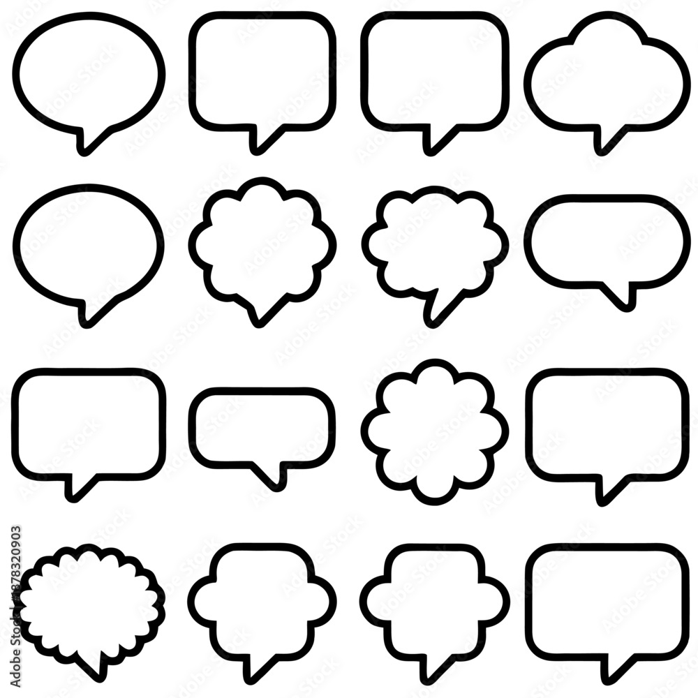 Fototapeta premium Collection of speech bubbles isolated on transparent background