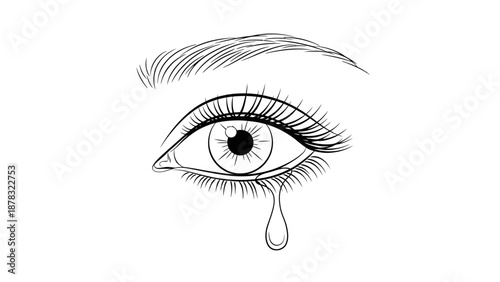 sad eye with tear drop