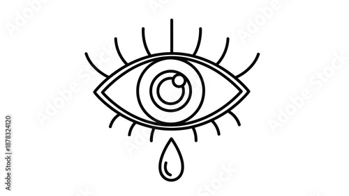 Crying eye with single tear drop