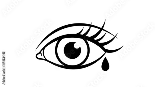 sad eye with tear drop, crying