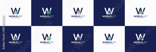 set of letter W financial business logo. useable for accounting, investment, marketing, wealth management identity icon.