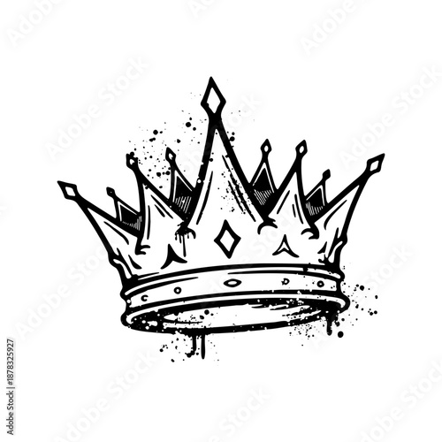 Royal crown graffiti style vector illustration with spray paint drips