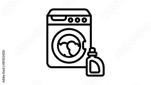 Animated Laundry Washing Machine Scene