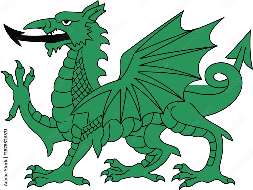 Obraz premium St david's day green dragon flag wales welsh symbol