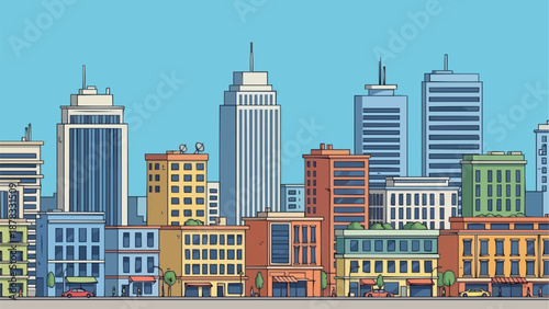 Modern Cityscape Buildings Skyline Illustration.