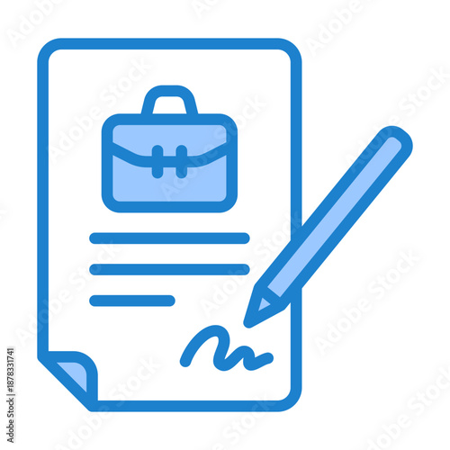 Employment Contract Icon - Blue Style