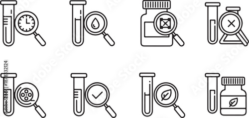Laboratory with magnifying glasses and test tubes science