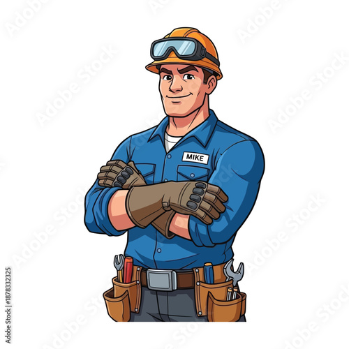 Confident Handyman with Tools Ready for Work
