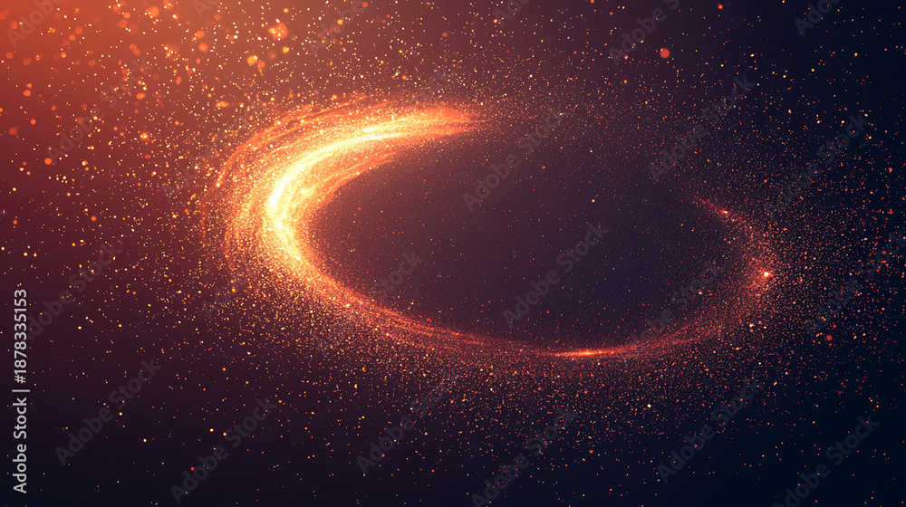 Fototapeta premium Vibrant orange accretion disk surrounding a black hole in deep space