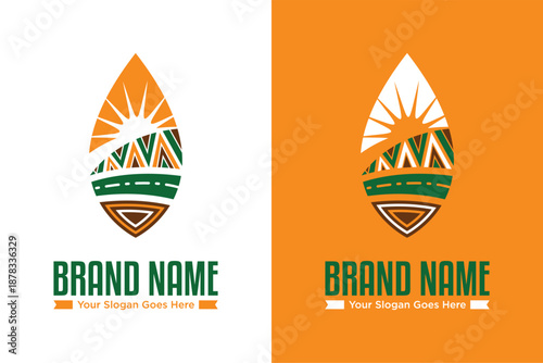 modern simple leaf sun with african pattern vector illustration logo design