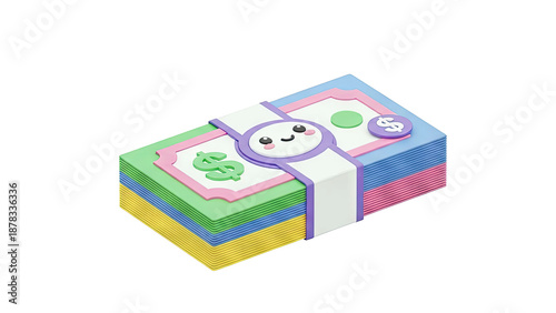 Cute Stack of Cartoon Money with Dollar Signs
