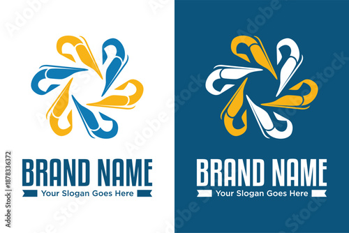 modern simple 6 shrimps group vector illustration logo design